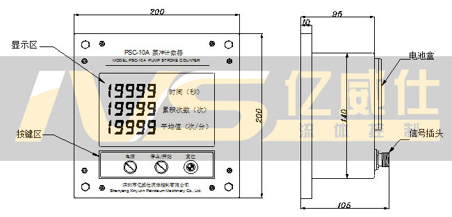 (图1)泵冲计数器外形尺寸图 (图1)泵冲计数器外形尺寸图