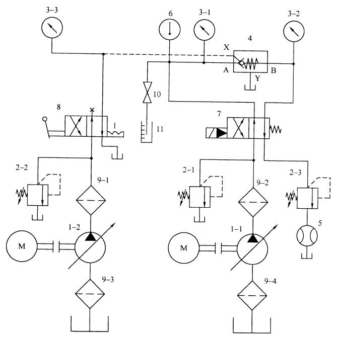 液压单向阀试验回路原理图