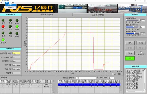 卧式液压阀门测试台软件界面