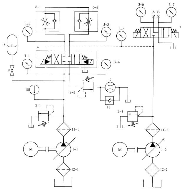 液压电液动换向阀和液动换向阀出厂试验回路原理图 液压电液动换向阀和液动换向阀出厂试验回路原理图