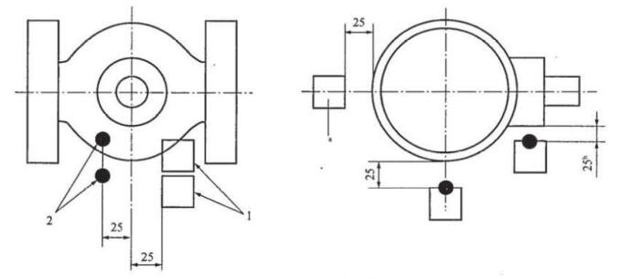 图 4 其他阀门温度测量传感器的位置示意图