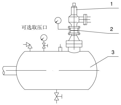图 6 非重闭式压力释放装置与安全阀组合的推荐试验布置示意图