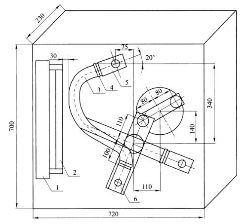 图 1 钢编胶管耐紫外线弯曲疲劳试验机示意图 图 1 钢编胶管耐紫外线弯曲疲劳试验机示意图
