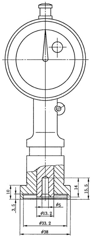 图3气雾阀固定盖耐压性测试专用百分表示意图