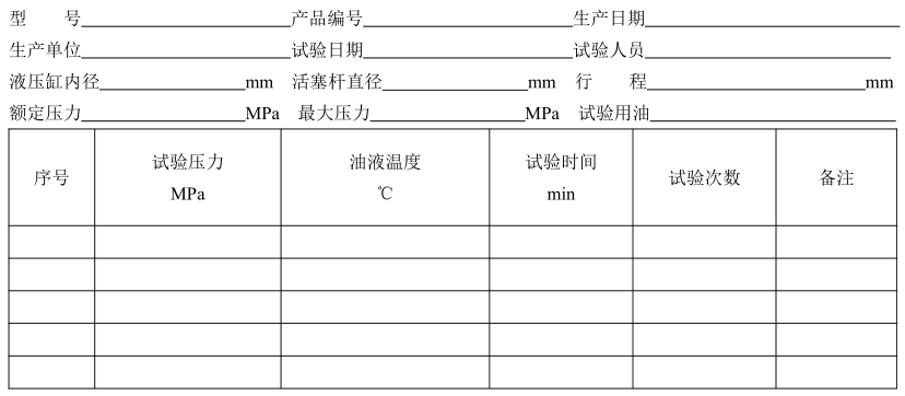表 2 脉冲试验记录表